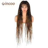36" Large Square Knotless Box Braids Wig | Full Double Lace | Baby Hair | Kanekalon