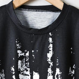 Boys' Summer Set: Cool Black & White Round-neck T-shirt with Slanted Pocket, Paired with Matching Shorts for Casual Play. - Lootquake