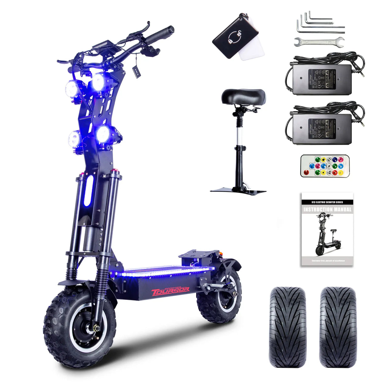 Trottinette électrique NFC en alliage d'aluminium améliorée, contrôle intelligent, 72 V, 50 A, 10 000 W, pneus tout-terrain/ville de 14 pouces, vitesse de 120 km/h