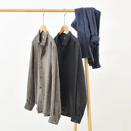 Spring Autumn New Fashion Cotton Hemp Solid Color Long Sleeve Men's Clothing Blouse Loose Casual Korean Trend Simplicity Shirts - Lootquake