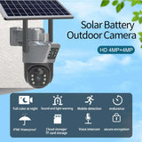 Cámara solar WiFi 4K de 8 MP, cámara de vigilancia CCTV inalámbrica para exteriores con panel solar, lente dual, PTZ, IP, protección de seguridad