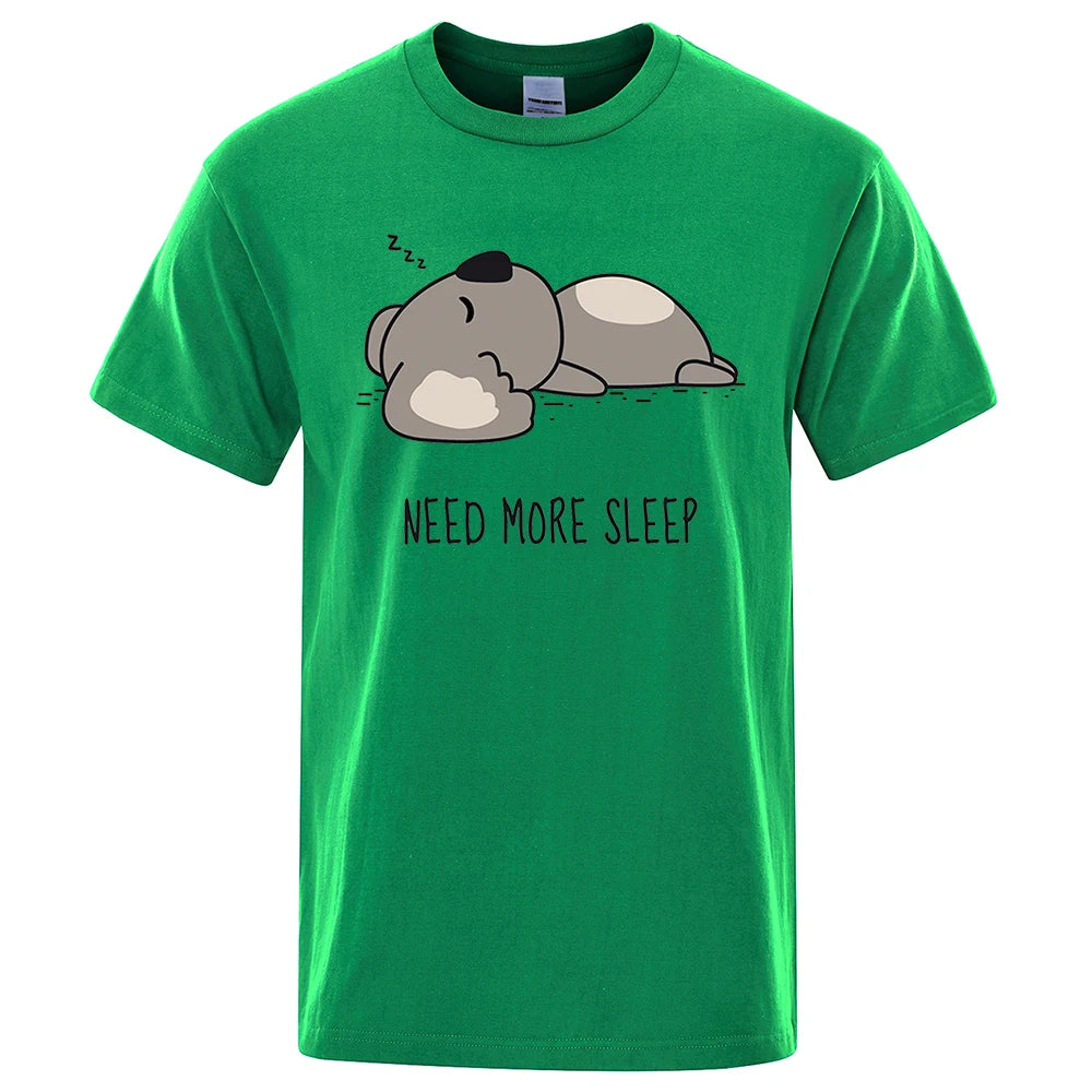 Need More Sleep Cartoons Bear Men Tshirt Street T-Shirts Hip Hop Unisex Tops Fashion Cotton Clothes Casual Breathable T Shirt - Lootquake