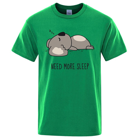 Need More Sleep Cartoons Bear Men Tshirt Street T-Shirts Hip Hop Unisex Tops Fashion Cotton Clothes Casual Breathable T Shirt - Lootquake