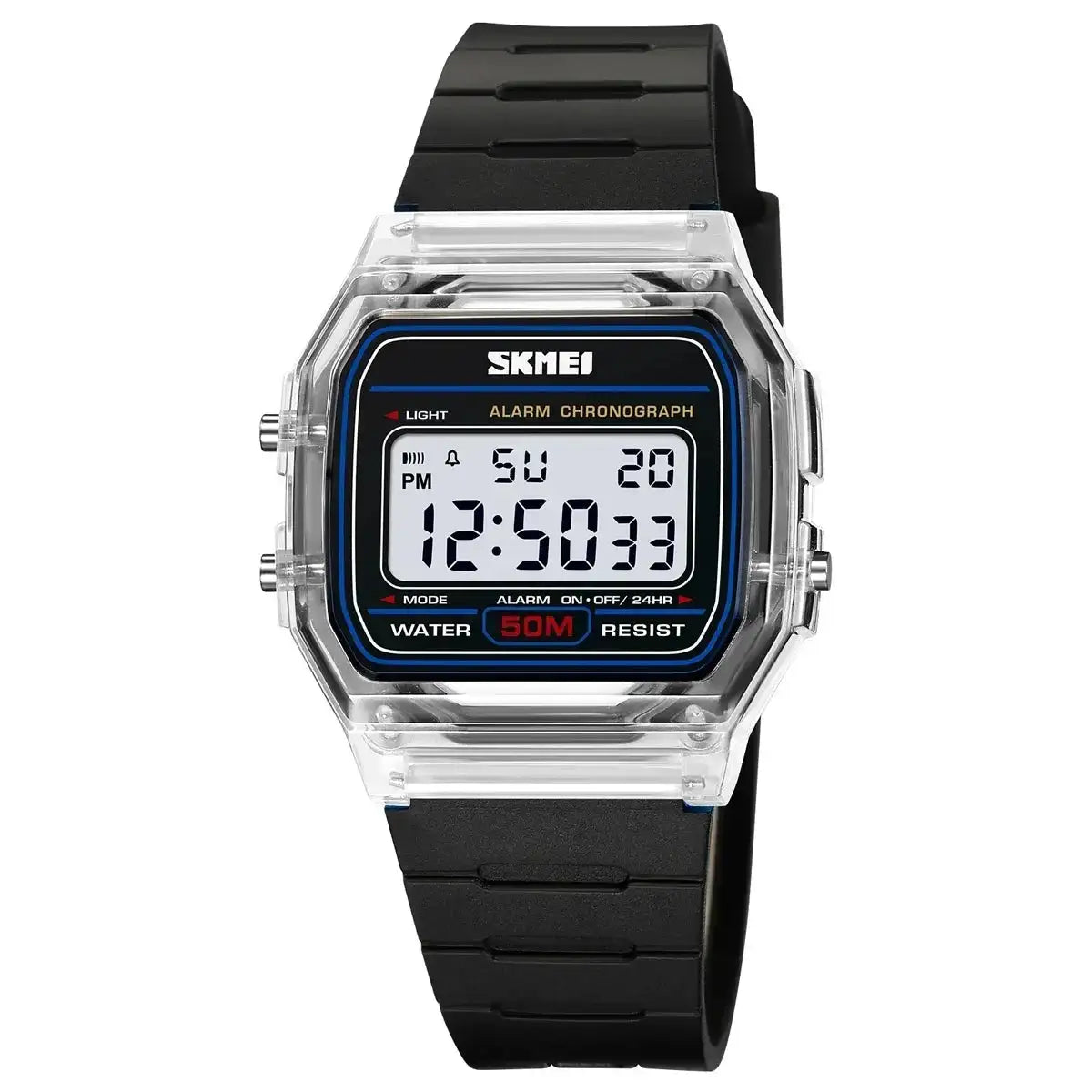 SKMEI Transparent TPU Strap Ladies Wristwatch Shockproof Back Light Display Stopwatch Digital Watches Women 2056 reloj mujer - Lootquake
