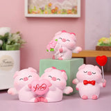 Crafts Resin Couple Piggy Ornament Cute Cartoon Pig Statue Creative Lovely Animal Sculpture Office