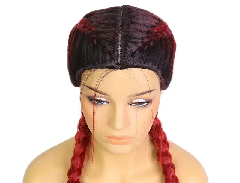 26" Black & Honey Blonde Box Braided Wig | Heat Resistant Synthetic Wig | Cosplay & Daily Wear | Machine Made