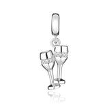 925 Sterling Silver Coffee Red Wine Coffee Glass Maker champagne Charm bead Fit Original Pendant Bracelet DIY Jewelry For Women - Lootquake