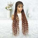 2024 KIMA Cornrow Water Wavy Braided Full Lace Wig with Baby Hair | Synthetic African Braid Lace Front Wig