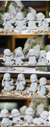 Buddha Stone Statue Little Buddhist Monks Tibetan Buddhism Figurines Zen Garden Ornament Meditation Home Aquarium Decoration