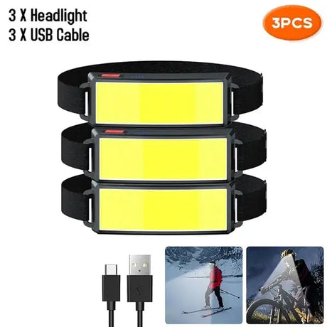 Powerful COB Headlamp Built in Battery Type-c Rechargeable Head Flashlight Outdoor Camping Fishing Waterproof Headlight - Lootquake