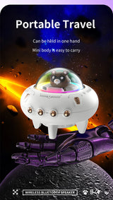 Mini haut-parleur portable Bluetooth avec éclairage LED RGB, design OVNI, vaisseau spatial, haut-parleur sans fil, idéal comme cadeau, compatible TF