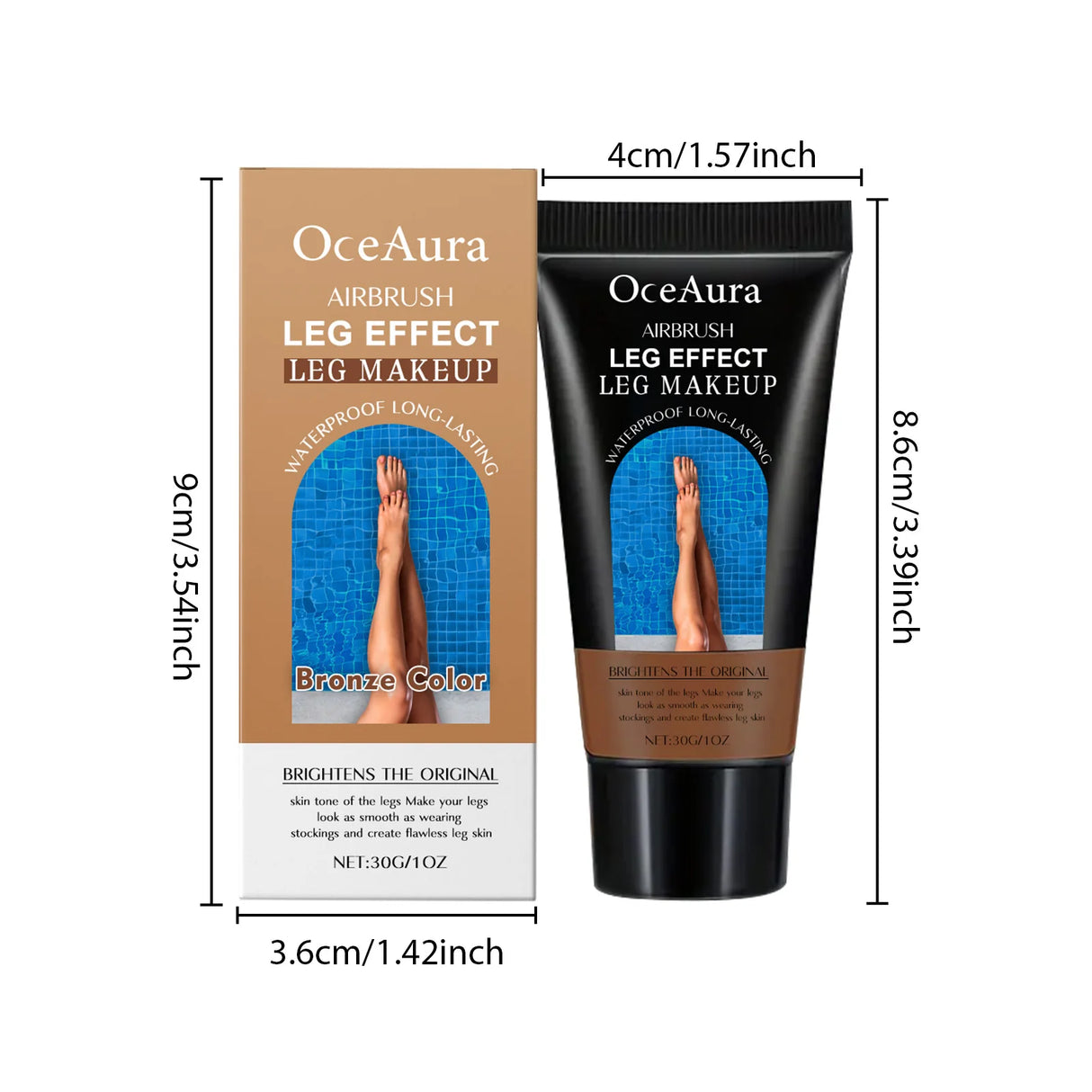 Loción de maquillaje para piernas, corrector duradero, tono de piel uniforme, bronceado artificial, resistente al agua, hidratante, brillo natural, crema de base corporal marrón