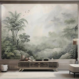 Tropical Green Plants Coconut Trees Distant Mountain Birds 3D Mural Wallpaper Restaurant Clubs KTV Bar Modern Personality Murals