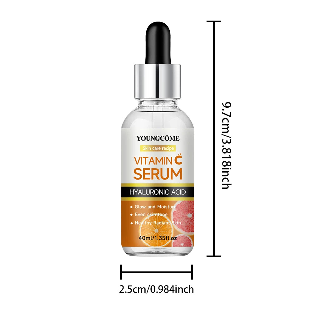 Suero facial con vitamina C, antiedad, blanqueador, iluminador, elimina manchas oscuras y pecas, con ácido hialurónico y vitamina E (40 ml/60 ml)