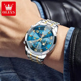OLEVS 3675 Mens Watch Original Multifunctional Chronograph Quartz Watch Moon Phase Watches For Men Waterproof Mens Gifts Reloj - Lootquake
