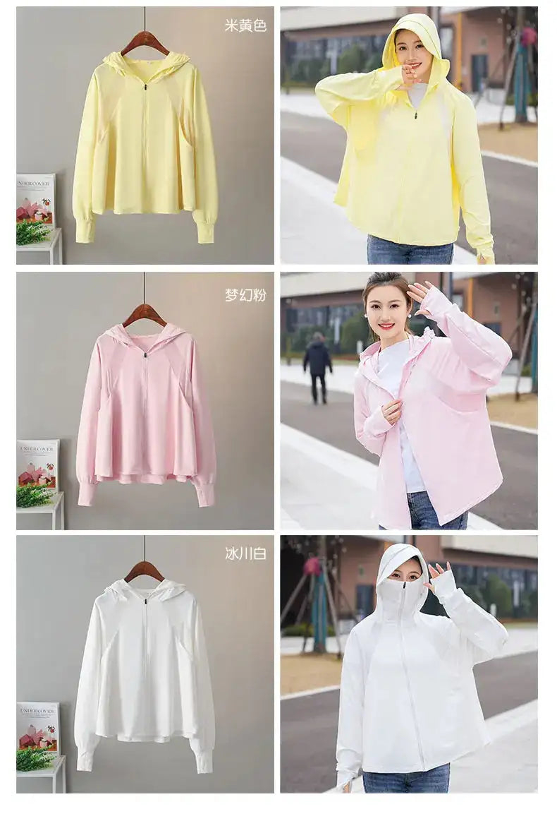 Ice Silk Sun UPF 50+ UV Protection Jacket Big Brim Thin Ice Silk Sun Protection Jackets UV Protection Hooded Windbreaker 4XL 5XL - Lootquake