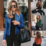 New Vintage Women PU Leather Bomber Jacket Fashion Casual Autumn Winter Zipper Windbreaker Streetwear Female Blazer Y2K Clothes - Lootquake