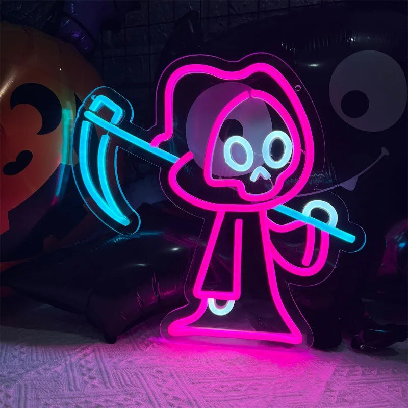 Spooky Ghost Led Neon Sign-Dimmable Halloween Wall Decor, Perfect For Bedroom, Porch & Kids' Gifts Halloween Home Decor Spooky