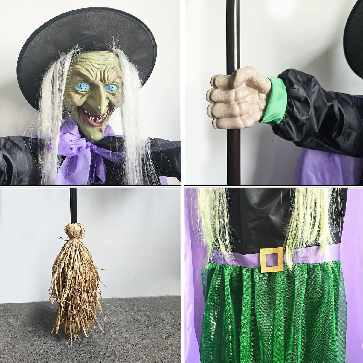 Halloween Flying Witch Decor Hovering Flying Witch Decorations with Scary Sound Halloween Props Horror Themed Scary Props
