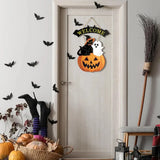Welcome Sign w/ Cat, Ghost & Pumpkin