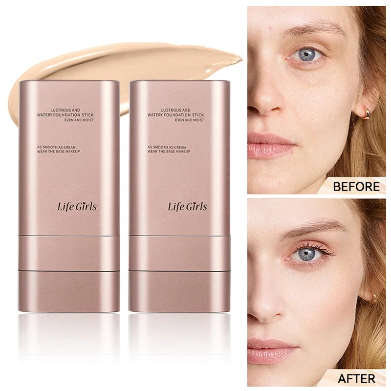 Base de maquillaje hidratante transparente y humectante con perspectiva natural, hidratante, brillante, fina y ligera. Base de maquillaje de doble cabezal rotada, más cómoda, función impermeable, fácil de maquillar, fácil de usar.