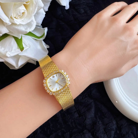 High Quality Brass 18K Gold Plated 2025 Vintage Lucky Small Retro Ladies Watch  Unique Steel Band Quartz High Quality - Lootquake