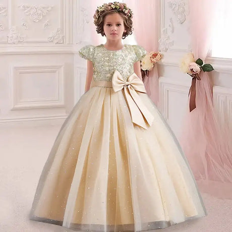 New Christmas Party Princess long dress children's dress children's gauze lace birthday party dinner ball big butterfly dress - Lootquake