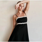 Striped Contrasting Colors Long Dress Women Spaghetti Strap High Waist Backless Party Evening Dresses Female Sleeveless Spring - Lootquake