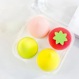 Lot de 4 houppettes à poudre de maquillage souples en forme de fruits, éponges en forme d'œuf de beauté, houppettes cosmétiques, éponges à fond de teint souples, outil de beauté