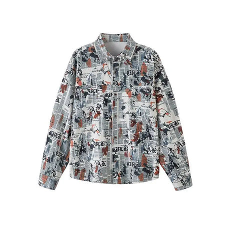 Corduroy Tie-Dye Long Sleeve Shirt - Trendy Vintage Style Button-Up for Men & Women Soft & Comfortable Fall Fashion Clothing Man - Lootquake
