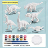 6pcs Coloring Dinosaur Plus 12 Color Paint Set Toys For Children Painting Diy Toys Doodle Handmade Educational Toys easter gift - Lootquake