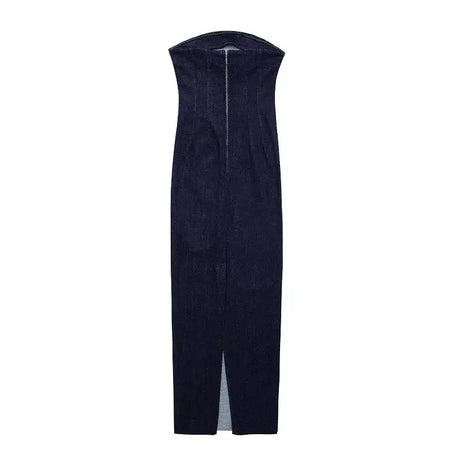 TRAF Off Shoulder Denim Dress Woman Blue Corset Long Dress Women Midi Bodycon Dresses For Women 2023 Elegant Party Dresses - Lootquake