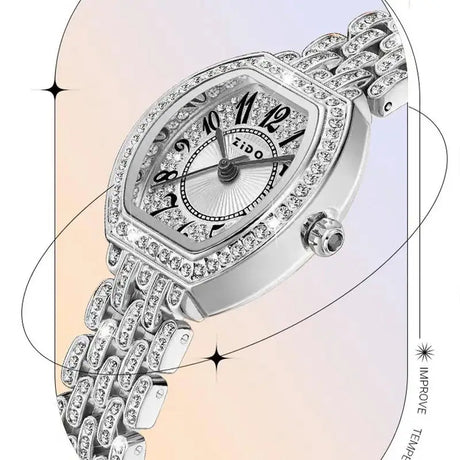 UTHAI L95 Women's Watch Light luxury Retro Barrel Shaped Digital Diamond inlaid Waterproof Ladies Fashion Quartz Clock Watches - Lootquake