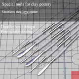 Clay Sculpture Double Head Eye Cutter/Handmade DIY Stone Sculpture Polymer Clay Spatula Carving Stainless Steel Tool Scraper
