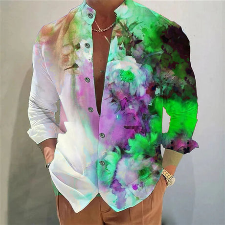 Men's shirt long-sleeved colorful fashion cardigan shirt Hawaiian 3D printed shirt XS-6XL super large size shirt soft fabric - Lootquake