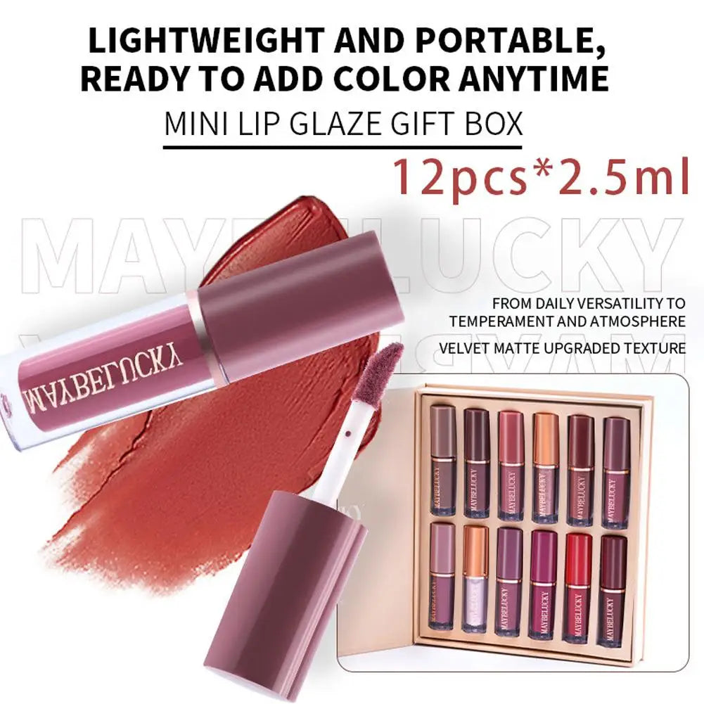 Essential Oil Moisturizing Lipstick Set 12 Colors Matte Lip Gloss Long-Lasting Fashion Makeup Gift Set Lipstick For Women