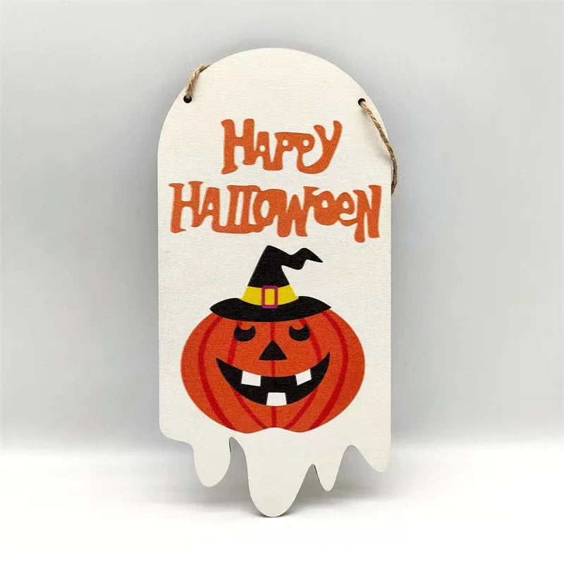 New Halloween Wooden Hanging Sign - Holiday Door Decor, Wooden Plaque Crafts, Festival Wall Hanging for Home Party Decoration
