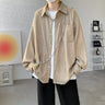 Solid Color Turn-Down Collar Long Sleeve Loose Fit Shirt with Pockets - Stylish & Functional Casual Top for Men & Women M-XXXXXL - Lootquake