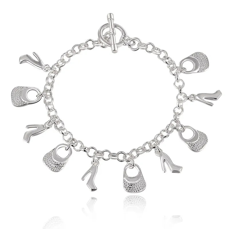 Pulsera de plata de ley 925 con dije de moda para hombre y mujer, cadena de cuerda trenzada, joyería fina, regalo de boda, fiesta y Navidad.