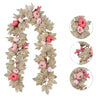 Halloween Thanksgiving Pink Decorations Artificial Fall Maple Leaves Garland Autumn Hanging Pink Pumpkins Flowers Berries Rattan