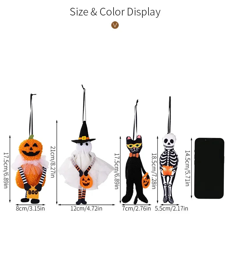 DIY Halloween Hanging Ornaments Fabric Pumpkin Ghost Skull Bewitching Decor Home Party Spooky Season