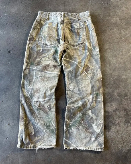 Y2k Camouflage Jeans New Harajuku Hip Hop Vintage Oversize Denim Pants Fashion Men Women Straight Leg Wide Leg Jeans Streetwear - Lootquake
