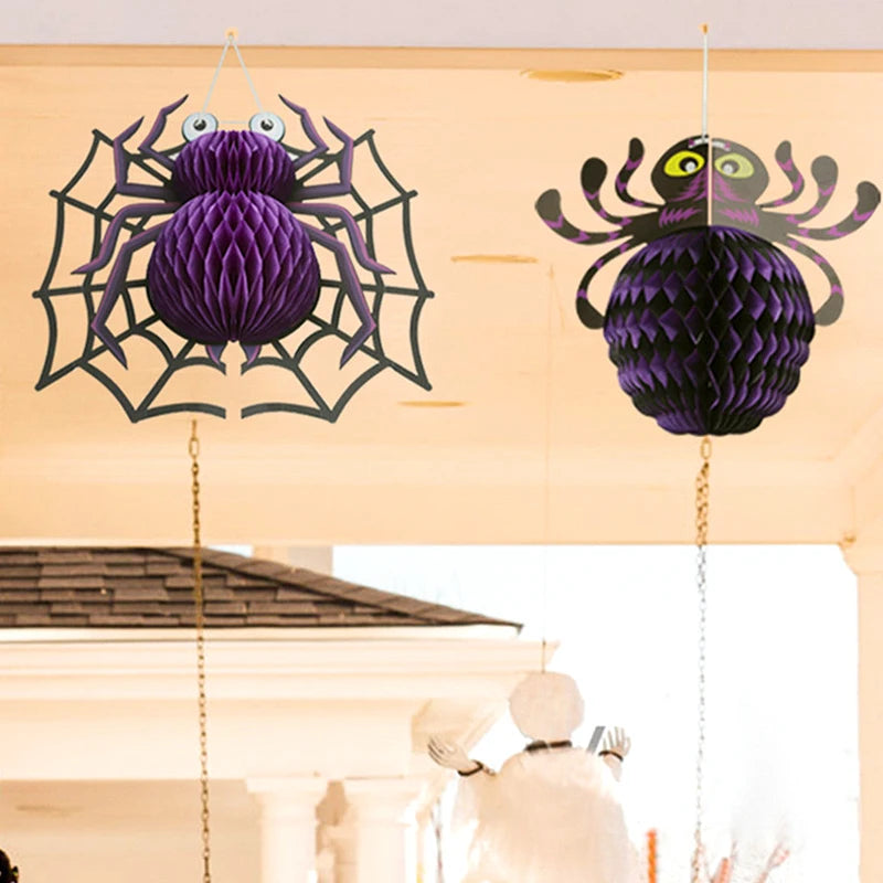 Halloween 3D Paper Pendant Decorations Pumpkin Bat Spider Haloween Wall Decor Halloween Party Bar Haunted House Wall Hanging