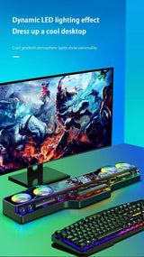 Barre de son sans fil Bluetooth pour jeux vidéo, USB, stéréo 3D, caisson de basses, FM, horloge, barre de son intérieure, haut-parleur pour ordinateur, offre spéciale