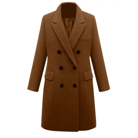 Autumn Winter Women's Woolen Jacket Long Windbreaker Double Breasted Slim Fit Coat - Lootquake