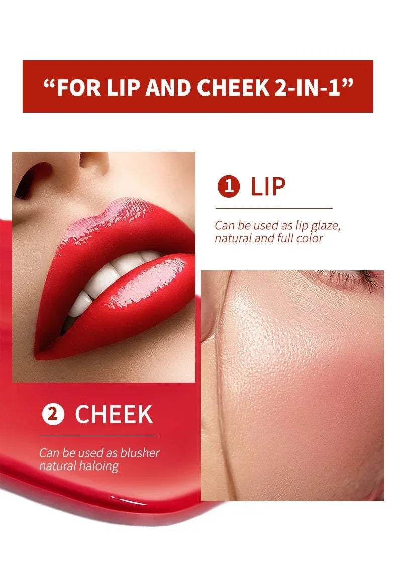 Liquid Lipstick Facial Rouge Big Eye Eyeliner 2-IN-1 Multipurpose Makeup Long-lasting Moisturizing Matte Non-stick Lip Gloss