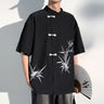 2025 Men Shirt Bamboo Embroried Short Sleeve Loose Summer Streetwear Men Clothing Korean Style Casual Tunic Shirts Plus M-5XL - Lootquake