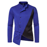 Fashion Irregular Shirts for Men Stitching Color Mens Shirts Business Casual Long Sleeve Shirts Men Clothing - Lootquake