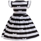 Girl Halloween Costume Set Black White Striped Dress With Cat Ears Headband Glasses Purse Accessories Birthday Party Outfit