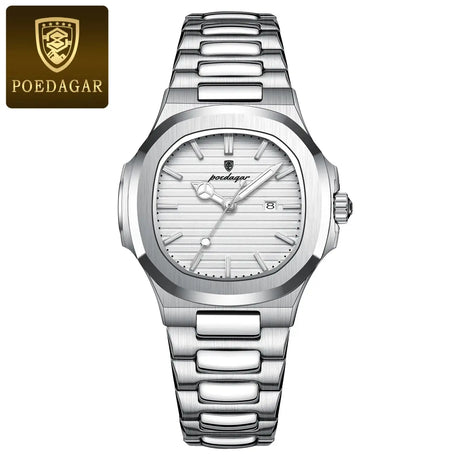 POEDAGAR Luxury Square Watch for Woman Waterproof Luminous Date Ladies Watch Stainless Steel Quartz Women's Watches Female Reloj - Lootquake